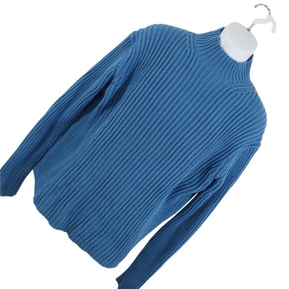 THE GAP! FAB SKY BLUE 100% COTTON RIBBED KNIT MOCK NECK, L/S SWEATER! SZ L - Picture 1 of 9